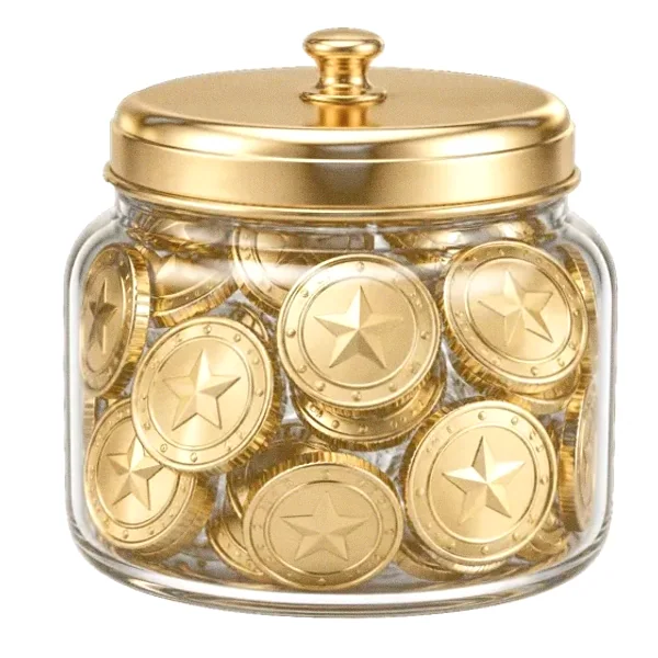 Coin-filled jar — Love