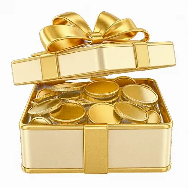 Gift box with coins — Love